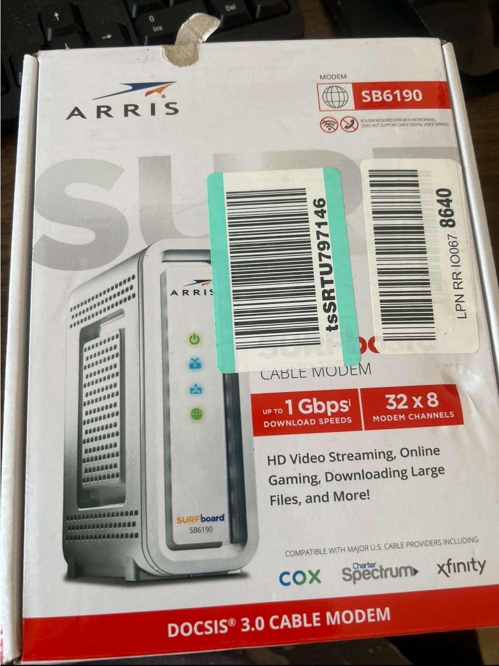 SB6190 White/Silver DOCSIS 3.0 Cable Modem - 1 Gbps